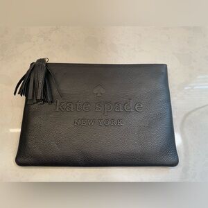 Large Black Leather Kate Spade‎ Clutch Pouch